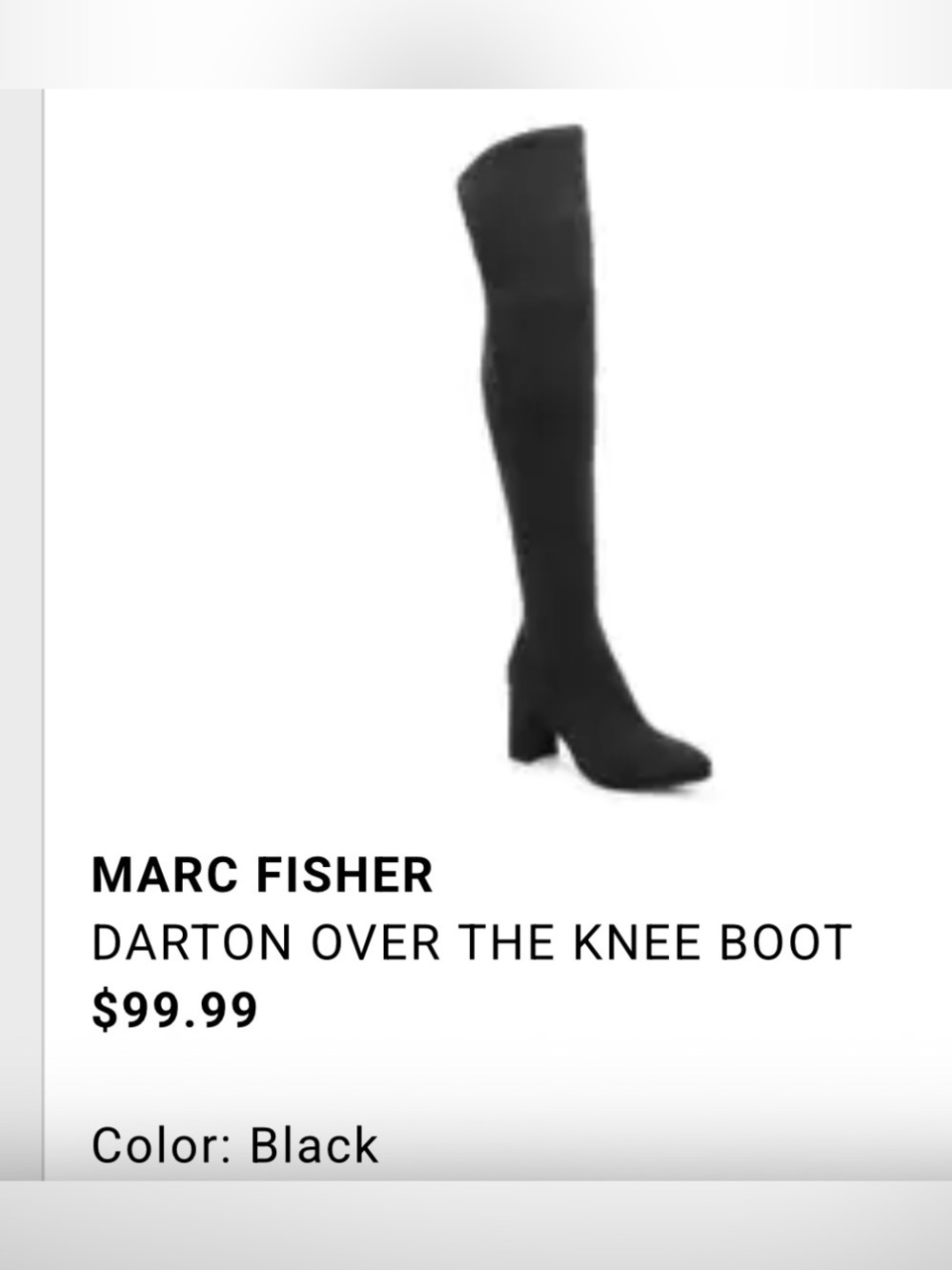 Marc Fisher Tall Black Suede Over-The-Knee Block Heel Boot
